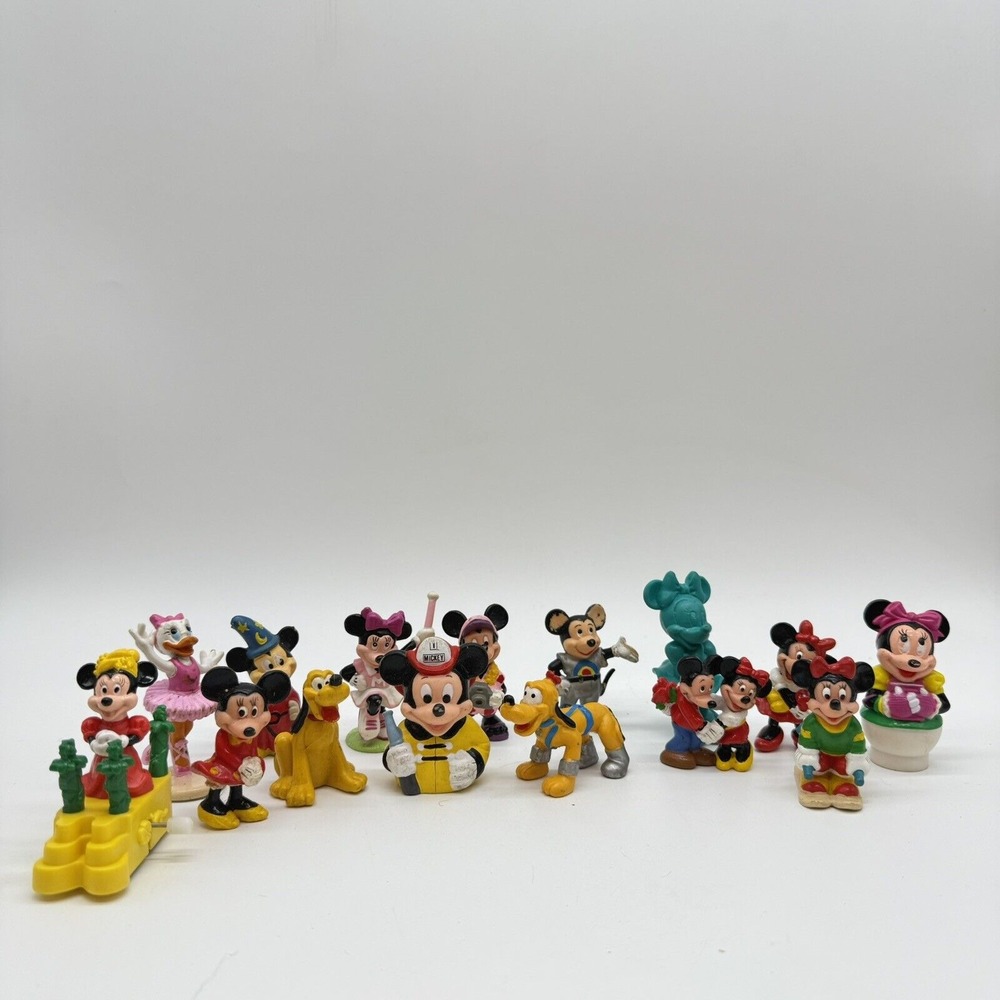 Disney Micky Mouse Minnie Pluto Vintage Small Figures Lot Cake Toppers
